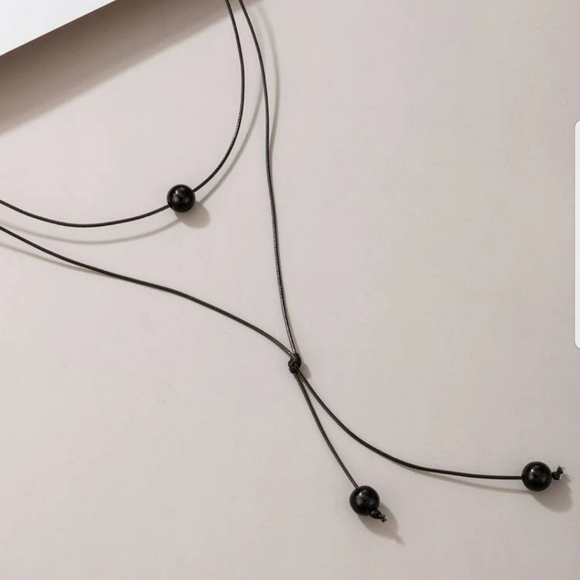 *Lanie* Black Bead Necklace - Picture 3 of 5